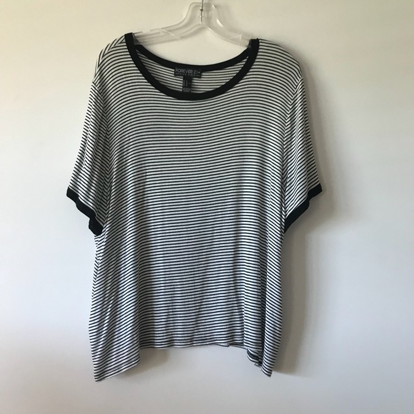 Forever 21 Tops - Forever 21 Plus | Black & White Striped Ringer Tee